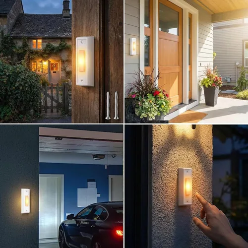 Miniatura 7 de Saillong 2 botones de timbre iluminados, botón pulsador de timbre con cable, timbre de repuesto montado en la pared de garaje con luz LED compatible