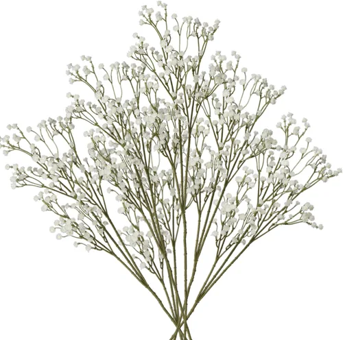 Miniatura 9 de Paquete de 10 flores artificiales de aliento de bebé, 3 ramas, flores de plástico falsas de gypsophila, arreglo floral para boda, decoración