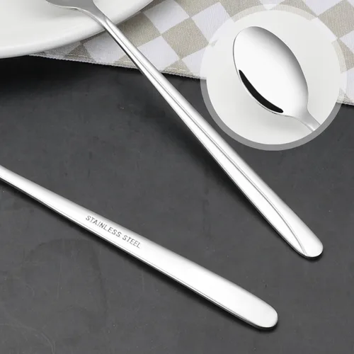 Miniatura 5 de Obstnny 12 cucharas de té helado de mango largo, cucharas de mezcla de acero inoxidable