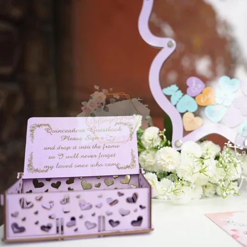 Miniatura 2 de Alternativa personalizada de libro de invitados de boda con árbol de arce y hojas, alternativa personalizada de caja de goteo con árbol de hojas