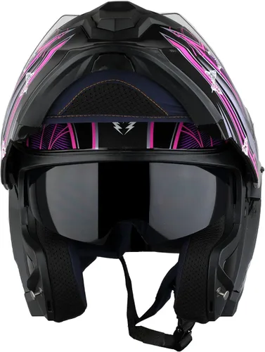 Miniatura 5 de 1Storm Casco modular de motocicleta para calle con doble visera abatible, protección solar de cara completa HJK920