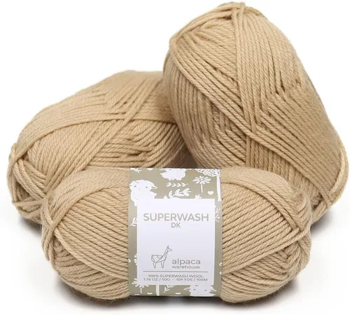 Miniatura 52 de 100% lana pura Superwash de Alpaca Warehouse, juego de 3 madejas (150 gramos) de peso DK - Procedencia directa de Perú - Celestialmente suave