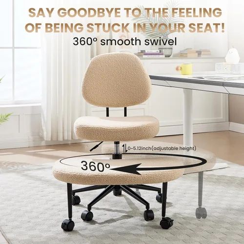 Miniatura 5 de Silla de oficina sin brazos cruzados para sentarse con patas cruzadas, silla de escritorio ergonómica de alta resistencia de 300 libras para TDAH