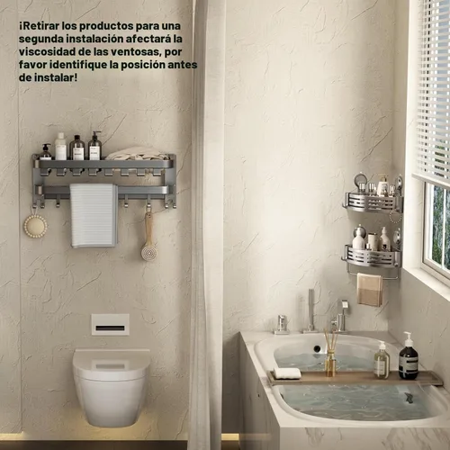 Miniatura 2 de VOLPONE Organizador de Ducha Esquinero con Ventosa Estante de Ducha Esquinero Sin Perforaciones Organizador de Ducha para Baño Estante