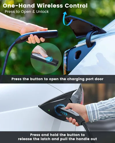 Miniatura 5 de Cargador EV portátil de nivel 1/2 para Tesla, 12A/16A, cable de extensión móvil de coche eléctrico de 25 pies con enchufe NEMA 6-20 de 240V