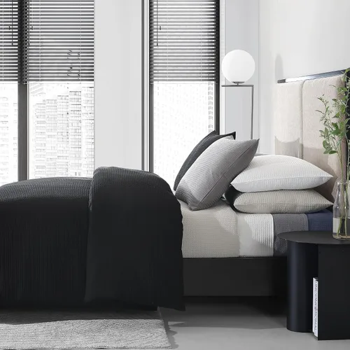 Miniatura 5 de Vera Wang - Juego de funda de edredón tamaño Queen, juego de ropa de cama de algodón suave con fundas a juego, artículos esenciales elegantes