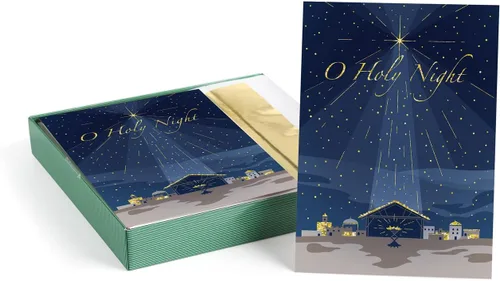Miniatura 11 de Tarjetas navideñas religiosas de la Virgen y el Niño de Masterpiece / Juego de 16 tarjetas festivas cristianas en caja con acentos de lámina dorada