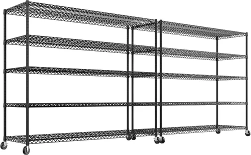 Miniatura 10 de REIBII Estantería de almacenamiento de 60" de ancho 2878LBS Unidad de estante de metal con ruedas Estantería de garaje resistente Estanterías