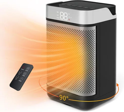 Calentador de espacio, calentadores eléctricos portátiles para uso en interiores con control remoto, pantalla digital, temporizador de 12 horas,