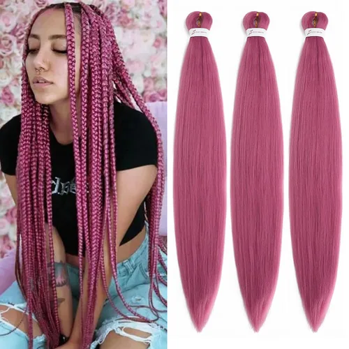 Miniatura 84 de Xiaofeng Extensiones de cabello trenzado coloridas Ombre de 61 cm, 3 unidades, trenzas Jumbo de alta temperatura para trenzas en zigzag y trenzas