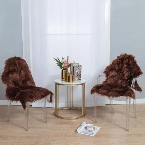 Miniatura 8 de Carvapet Funda de Silla de Piel de Oveja Sintética Suave de Lujo Cojín de Asiento Alfombras de Área de Piel Sintética Suave para Dormitorio, 2 pies