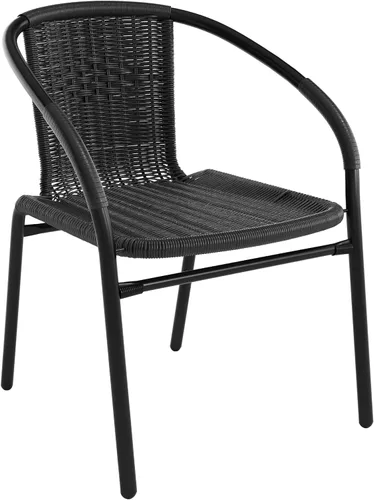 Miniatura 23 de Flash Furniture Lila Paquete de 2 Sillas Apilables de Ratán Beige para Restaurante Interior-Exterior