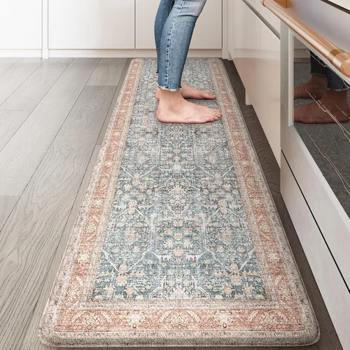 Miniatura 11 de KIMODE Alfombra de Cocina Antifatiga 2 Piezas, Alfombras de Cocina Antideslizantes e Impermeables, Alfombra de Cocina de Estilo Rústico en Gris