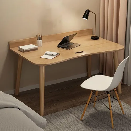 Miniatura 12 de Escritorio de estudio de oficina contemporáneo, escritorio contemporáneo para computadora, escritorio de trabajo con patas de madera, blanco, sin