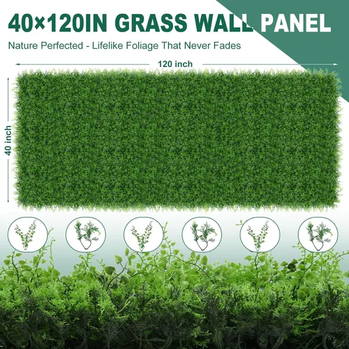 Miniatura 2 de Yangrass Paneles de Pared de Césped, 40"x120" (33.33 pies cuadrados) Rollo de Seto de Boj Artificial Pantalla de Privacidad, Decoración de Pared