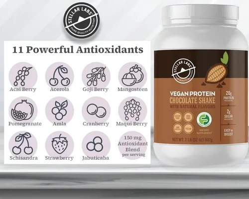 Miniatura 5 de Stellar Labs Proteína vegana en polvo con BCAA y antioxidantes Certificado bajo en FODMAP, sin OMG, sin gluten, sin soja, bajo en carbohidratos