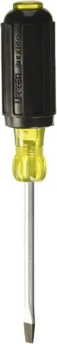 URREA Destornillador ranurado - Destornillador de cabeza plana de punta de 1/4 pulgadas con mango redondo de 4 pulgadas de largo y mango de agarre