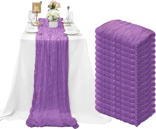 Miniatura 23 de Paquete de 8 caminos de mesa de estopilla verde salvia de 10 pies, camino de mesa de gasa, tela de queso, 35x120 pulgadas, caminos de mesa bohemios