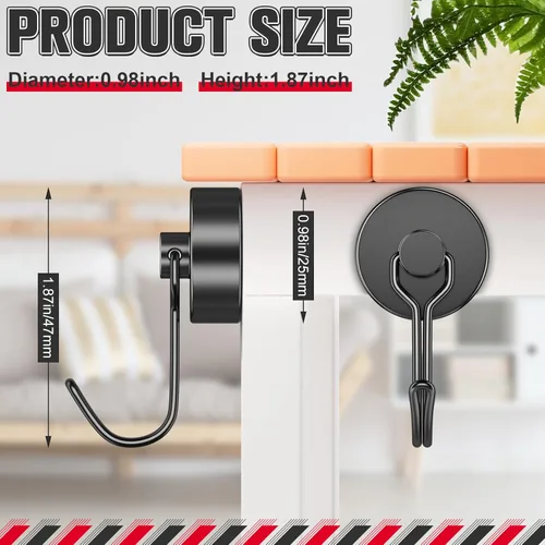 Miniatura 2 de FINDMAG Ganchos magnéticos giratorios de 60 libras, paquete de 4 ganchos magnéticos de neodimio resistentes, ganchos magnéticos fuertes para colgar