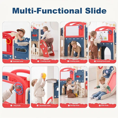 Miniatura 6 de Juego de juego para niños pequeños de 1 a 3 años para jugar en interiores y exteriores, todo en uno, 11 en 1, diversión con aro de baloncesto, Blanco