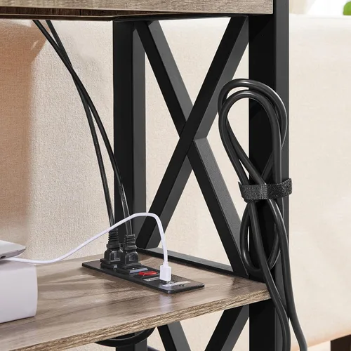 Miniatura 6 de Topeakmart Mesa consola de 40 pulgadas con 2 salidas y 2 puertos USB, mesa de entrada extra larga con cajón y diseño en forma de X, mesa de sofá Gris