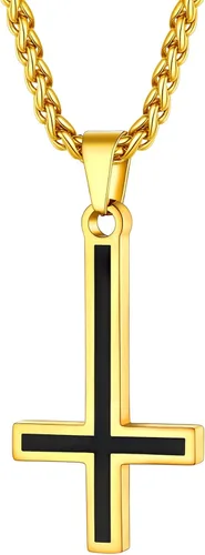 Miniatura 101 de PROSTEEL Satanic Jewelry Upside Down Cross Necklace for Men Women, 316L Stainless Steel/925 Sterling Silver Inverted Cross/Leviathan Cross Pendant