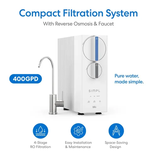 Miniatura 2 de Sistema de filtro de agua sin tanque Brio SIMPL de ósmosis inversa para agua potable limpia Filtración RO de 0.0001 micras de 4 etapas debajo