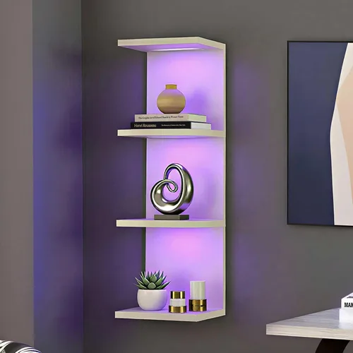 Miniatura 16 de VIWODS Estante de pared de 4 niveles con luces LED, estante flotante para decoración del hogar, estante vertical montado en la pared