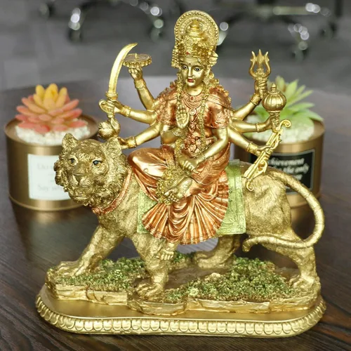 Miniatura 7 de BangBangDa Estatua de ídolo de Durga de la diosa hindú, figura de Durga en tigre, India, Murti, hogar, templo mandir, altar puja, artículo