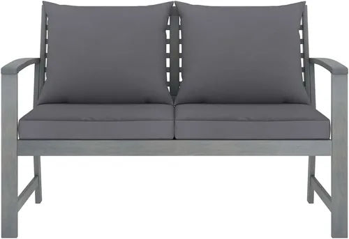 Miniatura 4 de Ensemble Salon de Jardin 4 Pièces en Acacia Massif Gris Patiné, Table et Banc con 2 Fauteuils, Confortable et Résistant aux Intempéries Pour