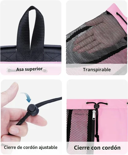 Miniatura 8 de WANDF Mochila de Malla con Cordón para Natación, con Bolsillo para Artículos Húmedos, para Natación, Gimnasio y Equipo de Entrenamiento Rosa