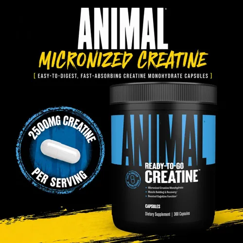 Miniatura 2 de Animal Cápsulas de Monohidrato de Creatina Micronizada - 300 Cápsulas, 2500mg por Porción para Apoyar el Crecimiento Muscular, Resistencia