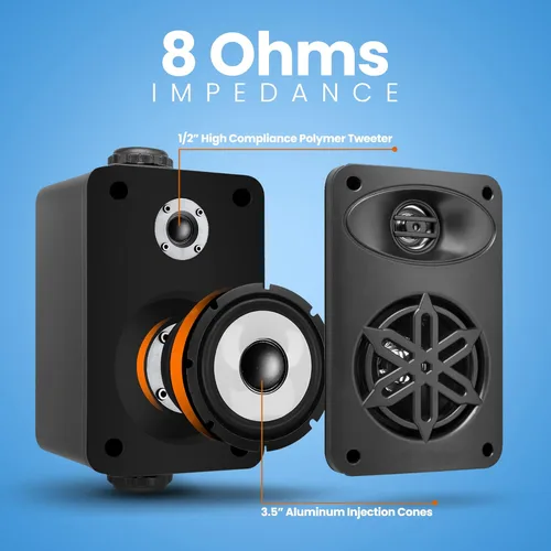 Miniatura 6 de PYLE Altavoces al Aire Libre - Altavoces Impermeables de Grado Marino, Montaje Universal, Construcción de ABS Resistente - Uso en Barco, Patio, Negro
