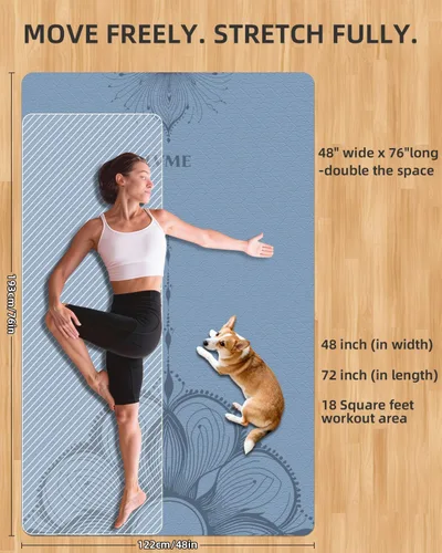 Miniatura 2 de Esterilla de yoga grande (75.5 x 47.6 x 0.4 pulgadas), extra ancha y gruesa de 0.394 in, alfombrilla de ejercicio antideslizante, tapete de TPE
