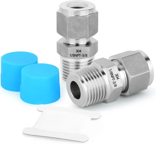 Miniatura 13 de TAISHER 2 conectores de montaje de tubo de compresión de acero inoxidable 304 (rosca plateada), tubo de 1/4" OD x 1/4" tubo OD recto adaptador