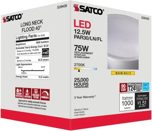 Miniatura 2 de Satco S29430-Bombilla LED PAR30LN de 12,5 vatios; 2700 K; 20 voltios