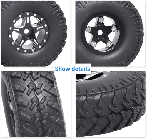 Miniatura 6 de Juego de ruedas y neumáticos Beadlock 1.0 para escala 1/24 Axial SCX24 AX24 Gladiator Deadbolt Bronco C10 JLU CRC B17 Betty Chevy RC Crawler piezas