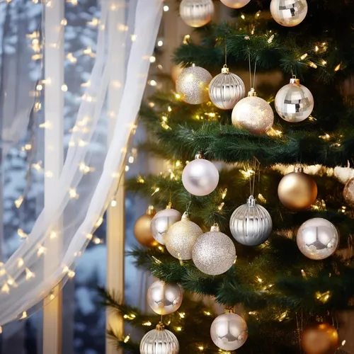 Miniatura 83 de AMS Esferas de Navidad de 2.36 pulgadas/60mm, 34 unidades, adornos grandes, decoraciones para fiestas, inastillables, colgantes festivos para Negro