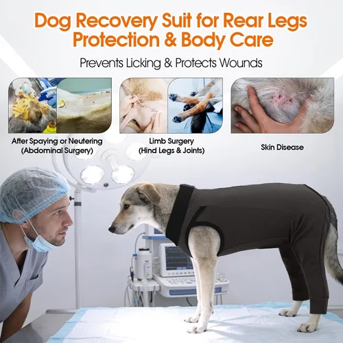 Miniatura 3 de Traje de recuperación para perros para piernas traseras, pantalones para perros para evitar lamer, manga para perros, piernas traseras y abdomen