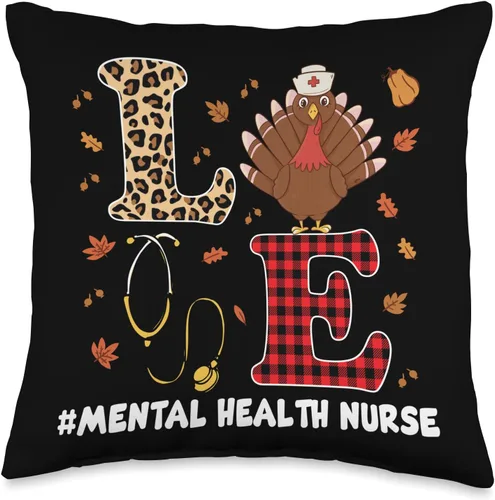 Mental Health Nurses Design Psychiatric Nurse Mental Health RN Psych Nurse for Thanksgiving - Almohada de 16 x 16 pulgadas, multicolor