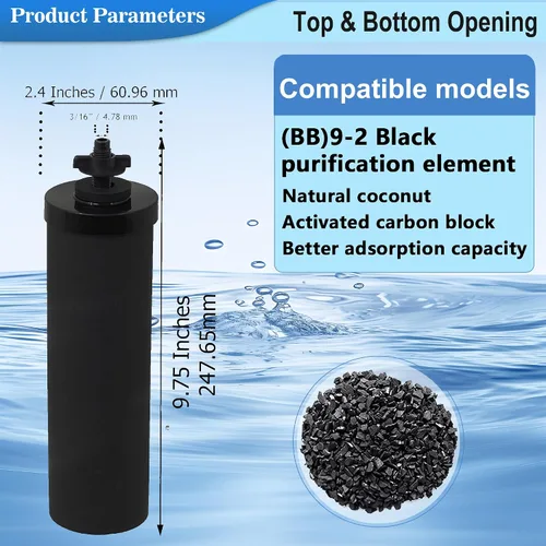 Miniatura 4 de Elementos de purificación negros certificados NSF/ANSI 42, para reemplazo de filtros de agua BB9-2®, compatible con el sistema de filtración por