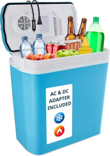 Ivation Enfriador y calentador eléctrico con asa | Refrigerador termoeléctrico portátil de 24 L para vehículos y camiones | Cable de alimentación