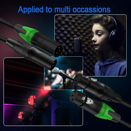 Miniatura 19 de LanSenSu 1 micrófono divisor XLR Y macho a 2 hembras, XLR hembra de 3 pines a doble XLR macho Y-Splitter Cables de audio de micrófono equilibrado