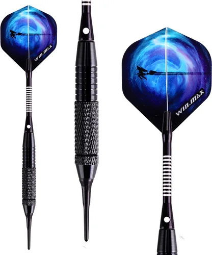 Miniatura 8 de WIN.MAX Darts Plastic Tip - Soft Tip Darts Set - 12 Pcs 18 Gram with 100 Extra Dart Tips 12 Flights Flight Protectors and Wrench for Electronic Dart