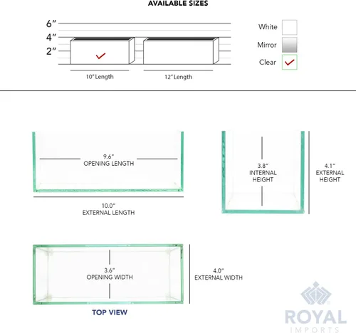 Miniatura 6 de Royal Imports - Florero de cristal decorativo de forma oblonga rectangular para centro de mesa o decoración de boda Transparente
