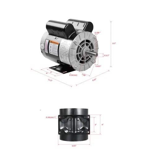 Miniatura 8 de VEVOR Motor eléctrico de compresor de aire SPL 5HP, 230 V 17.6 amperios, marco 56 3450 RPM, eje con llave de 5/8 pulgadas, longitud del eje de 1.88