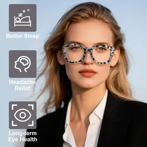 Miniatura 5 de Oprah Style - Lentes de lectura para mujer, de gran tamaño, con bloqueo de luz azul, para lectura de computadora con bisagra de resorte