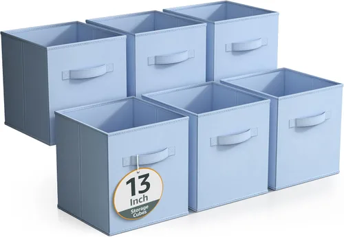 Miniatura 41 de Sorbus - Contenedores de almacenamiento de 11 pulgadas, cestas plegables de tela para organizar despensa, armario, estante, caja de juguetes, cubo