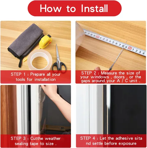 Miniatura 6 de Cinta de sellado transparente para clima, película de cinta de aislamiento transparente contra corrientes de aire para tope de corrientes de aire
