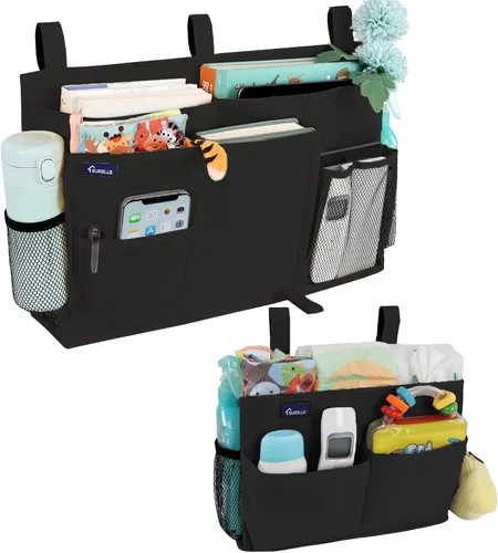 Miniatura 14 de Surblue Caddy Organizador colgante, Bolsa de almacenamiento para cabecera para literas y camas de hospital, Azul Turquesa, L R-Teal